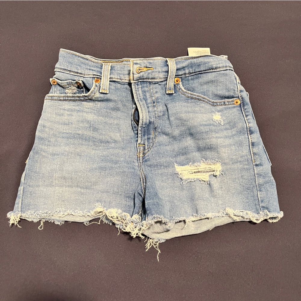 Levi's Blue Denim High Rise Shorts